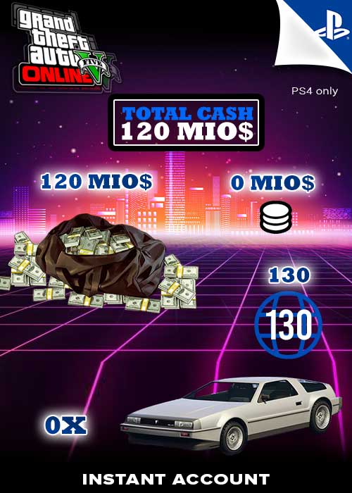 PS4 - GTA 5 Account Rang 130 + 120 Mio. GTA$