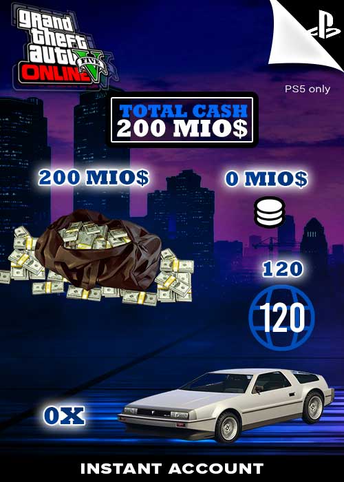 PS5 - GTA 5 Account Rang 120 + 200 Mio. GTA$
