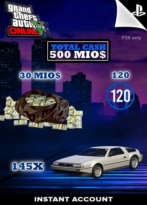 PS5 - GTA 5 Account Rang 120 + 30 Mio. GTA$ + 145 Deluxos + weitere Inhalte