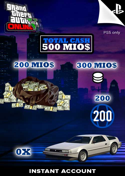 PS5 - GTA 5 Account Rang 200 + 200 Mio. GTA$ + 300 Mio. Casino-Chips