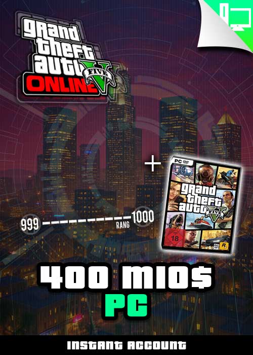 PC - GTA 5 Account 400 Mio. GTA$ + Rang 499 + Unlock All + Spiel & mehr
