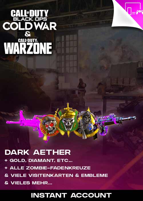 CoD: Cold War / Warzone Account mit Dark Aether + Gold + Diamant etc. + DLC Waffen + Visitenkarten & Embleme + Crystals u.v.m.